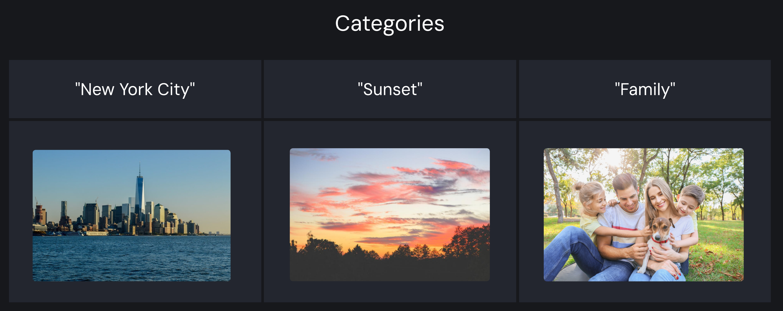 Three images categorized by manual labeling